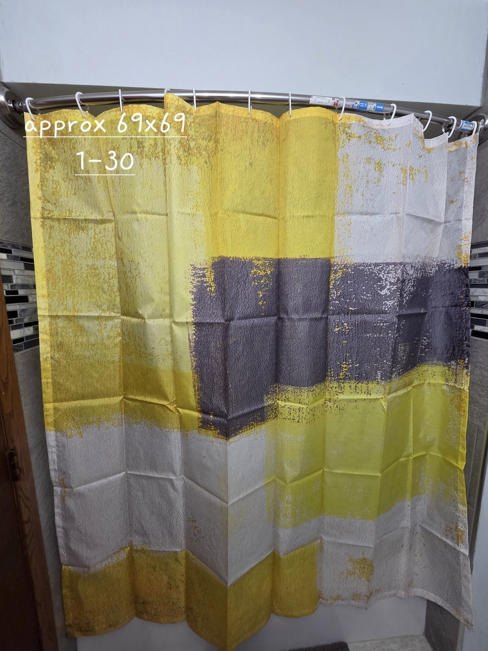 NWOT Yellow and Gray Abstract Stripe Shower Curtain - Home Bath